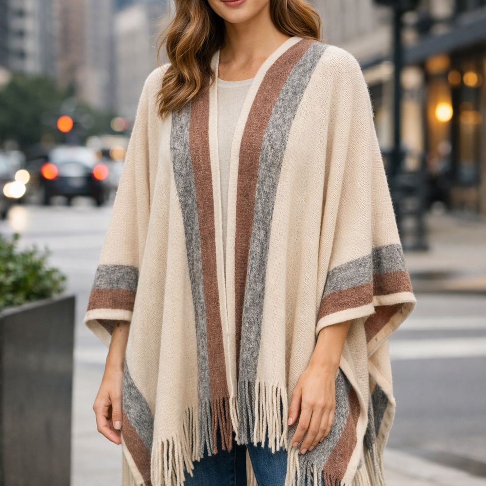 Vince Camuto Multicolor Fringe Poncho